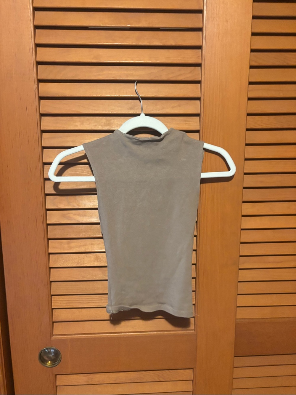 Zara taupe sleeveless mock-neck tank